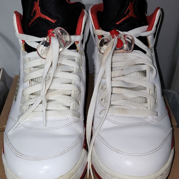 Mens 10 Air Jordan Fire Red 5 Black Tongue 2013 - Picture 8 of 9